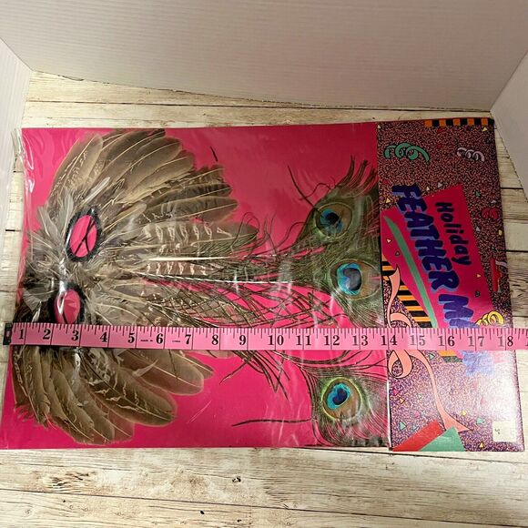 Peacock Feather Mask Vintage 1989, Halloween Costume Mardi Gras Play Masquerade - Picture 5 of 6